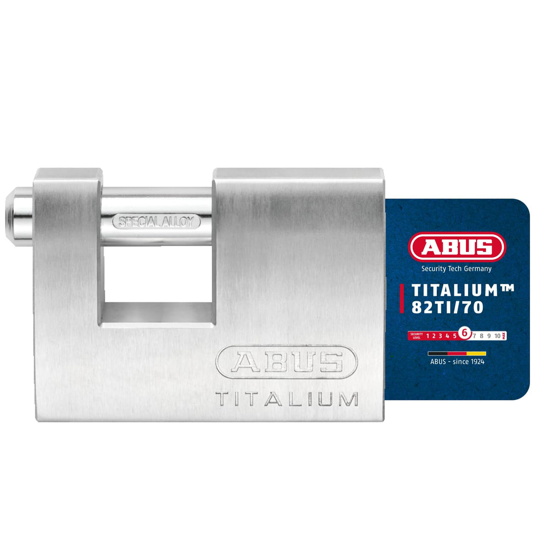 ABUS Titalium Vorhängeschloss 82TI/70 - Monoblock-Hangschloss für Rollgitter, Automaten, Container u