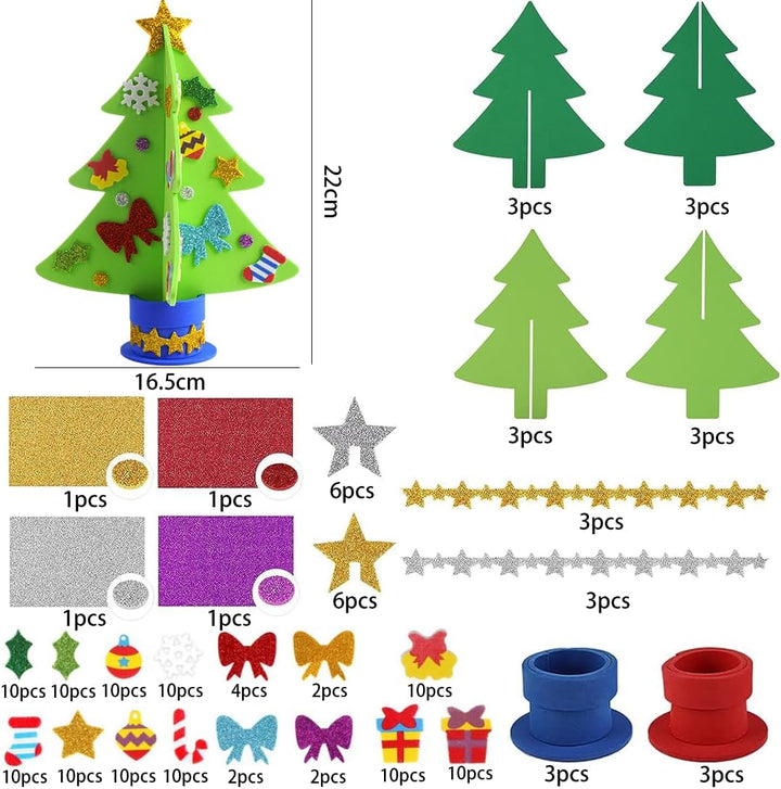 6 Stück Weihnachtsbaum Bastelset, Weihnachtsdeko Basteln Kinder, Kreative Bastelset Weihnachten Kind