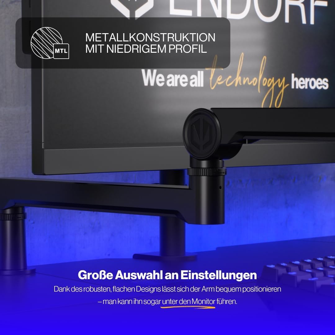 ENDORFY Broadcast Low Profile Boom Arm, Premium Low Profile Mikrofon Smartfone und Lichtarm mit Kabe