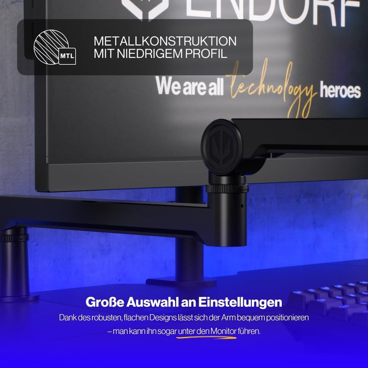 ENDORFY Broadcast Low Profile Boom Arm, Premium Low Profile Mikrofon Smartfone und Lichtarm mit Kabe