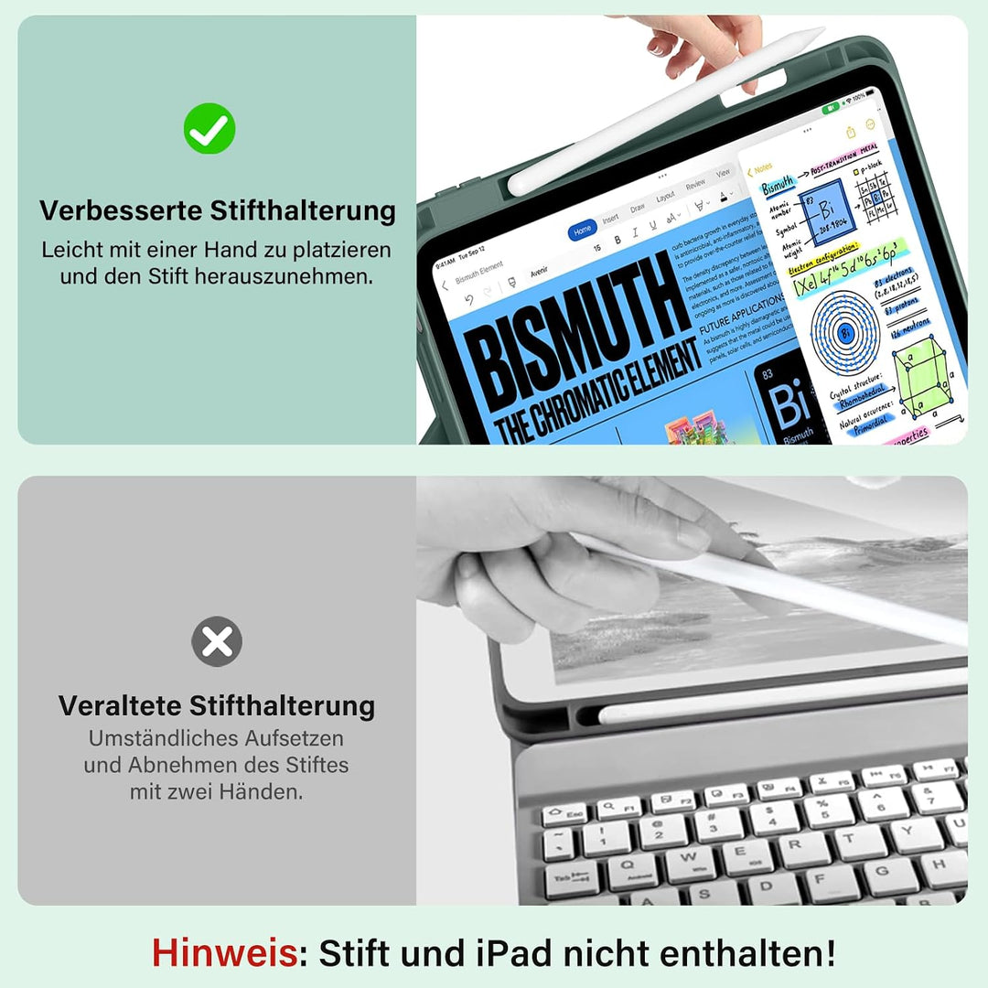 Hülle mit Tastatur für iPad (A16) 11/10 Generation(2025/2022) 11 Zoll/10.9 Soft TPU Rückseite Gehäus