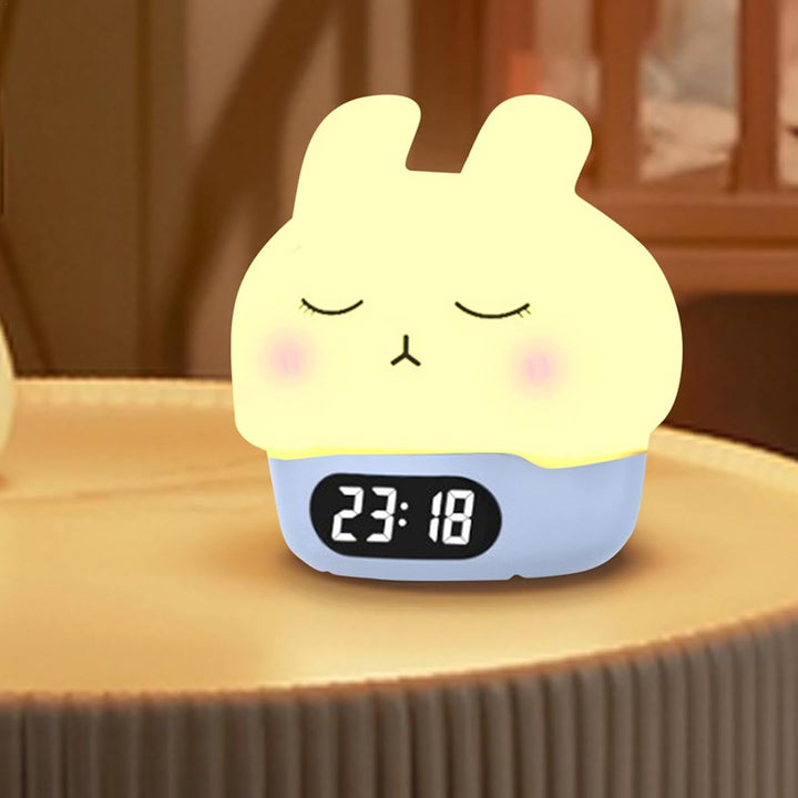 Bunny Alarm Clock, Rabbit Night Light, Sleep Training Alarm, Silicone Pat Light, Kids Wake Up Lamp,
