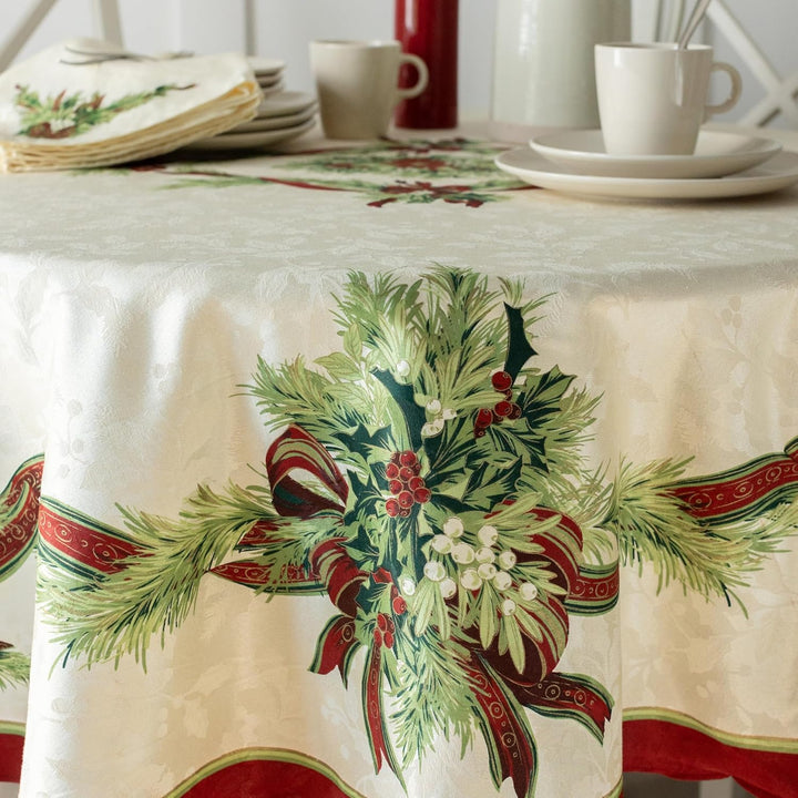 Benson Mills Tischdecke mit Weihnachtsbändern, Bedruckt, für Winter, Urlaub und Weihnachten (177,8 c