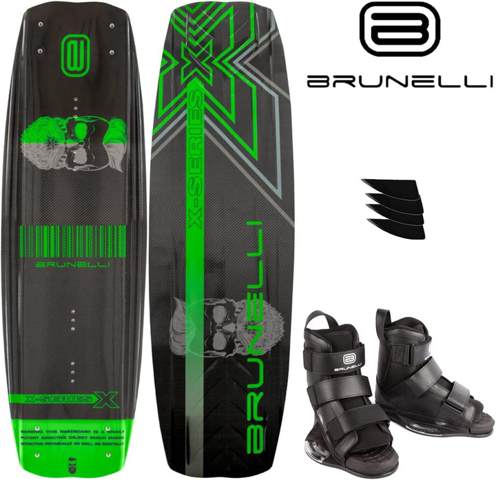 Brunelli Carbon Wakeboard Set 138 cm Wake Binding Wakeboardbindung XL (43-47), XL (43-47)
