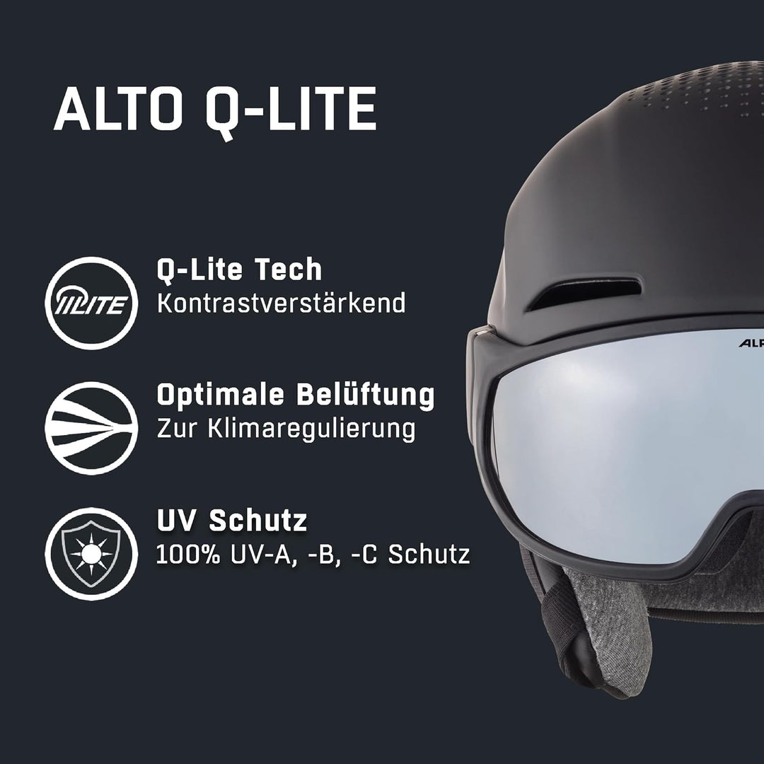 ALPINA ALTO Q-LITE - Sicherer, Stossabsorbierender & Individuell Anpassbarer Skihelm Mit Kontrastver