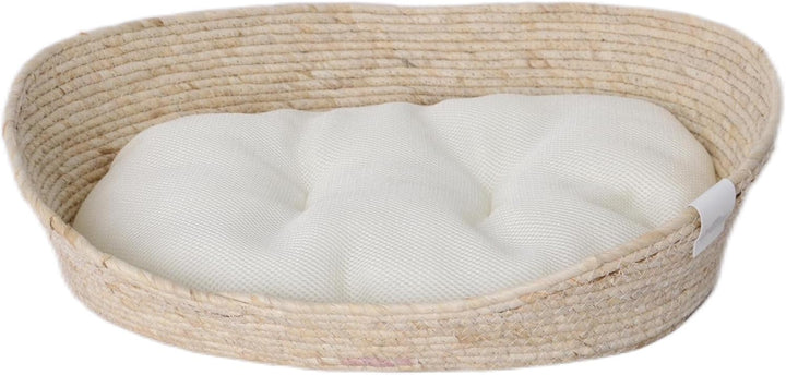 Dehner Premium Lovely Kuschelbett Tiefer Schlaf, 58 x 48 x 18 cm, Naturmaterial/Plüsch, weiss/beige