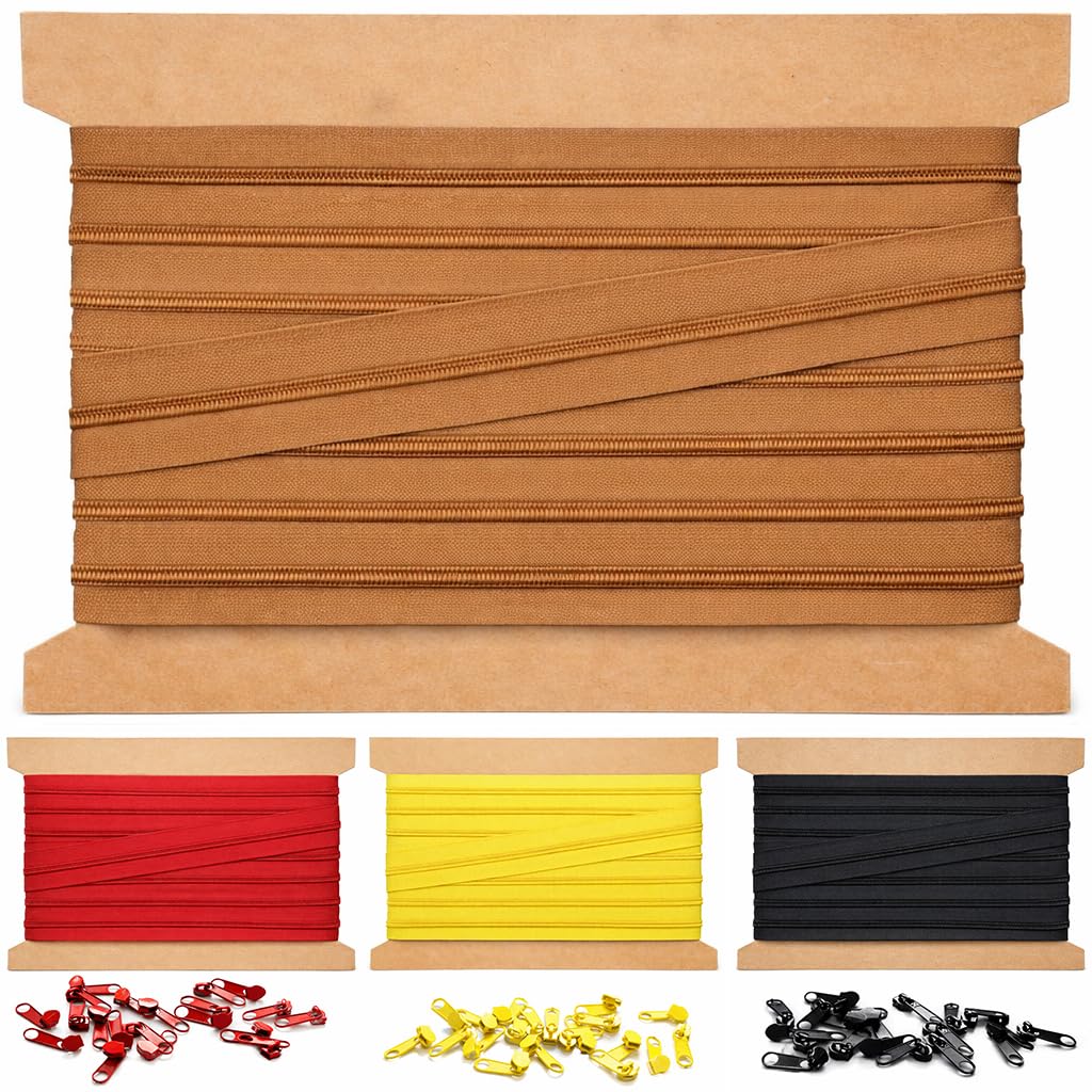 10m Endlosreissverschluss 5mm mit 20 zipper reissverschluss endlos Hellbraun 10m + 20 Zipper Hellbra