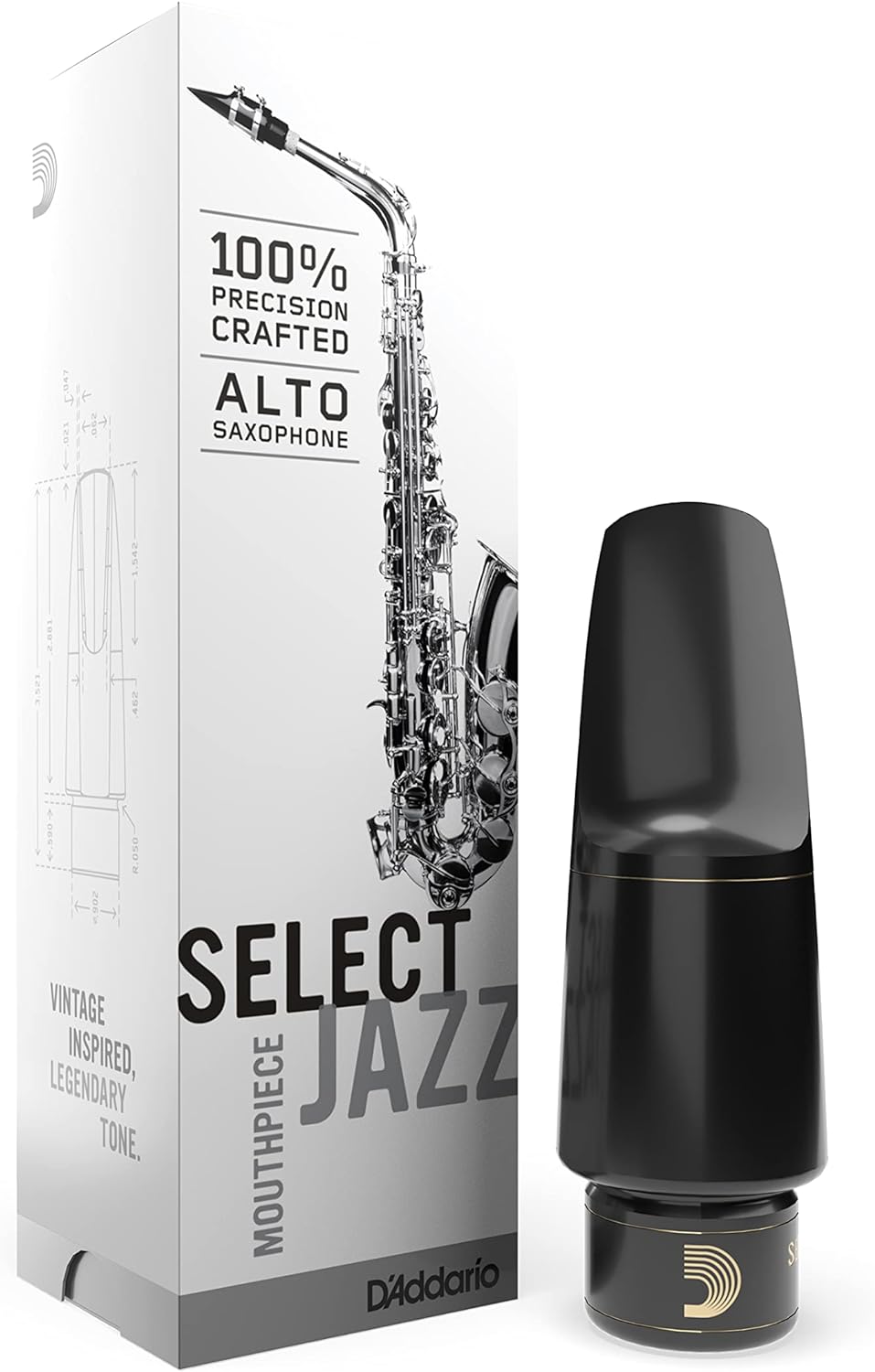 D'Addario MJS-D6M Select Jazz Mundstück füt Altsaxophon Bahn D6 Öffnung 1,98 mm, D6M