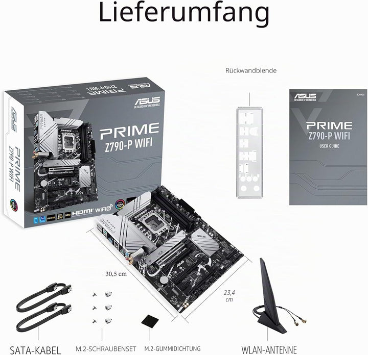 ASUS Prime Z790-P WIFI Gaming Mainboard Sockel Intel LGA1700 (ATX, PCIe 5.0, DDR5 Speicher, 3x M.2,