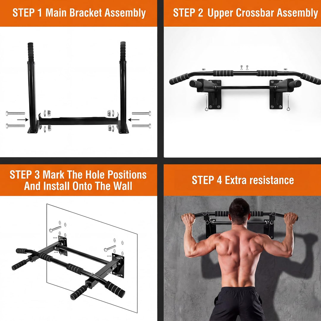 Klimmzugstange Wand, Profi Multigriff Pull-Up Stange für Boxtraining AB-Bügel hochziehen, Edelstahl