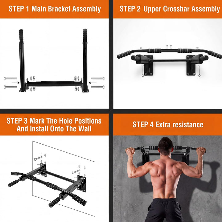 Klimmzugstange Wand, Profi Multigriff Pull-Up Stange für Boxtraining AB-Bügel hochziehen, Edelstahl