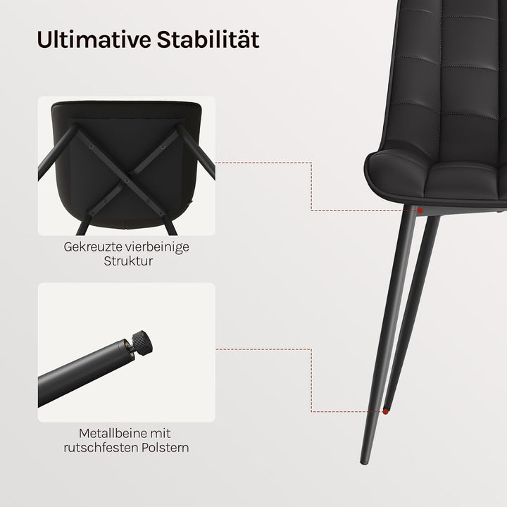 WOLTU Esszimmerstühle 2er Set, für Wohnzimmer Küche Esszimmer, Küchenstühle gepolstert mit Rückenleh