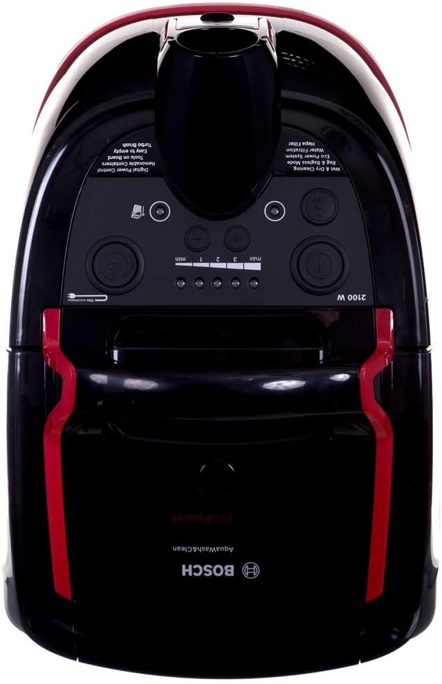 Bosch BWD421POW 6944345, Zylinder Vacuum, Schwarz/Rot, 2100 W, 1 Liter, 44 Dezibel