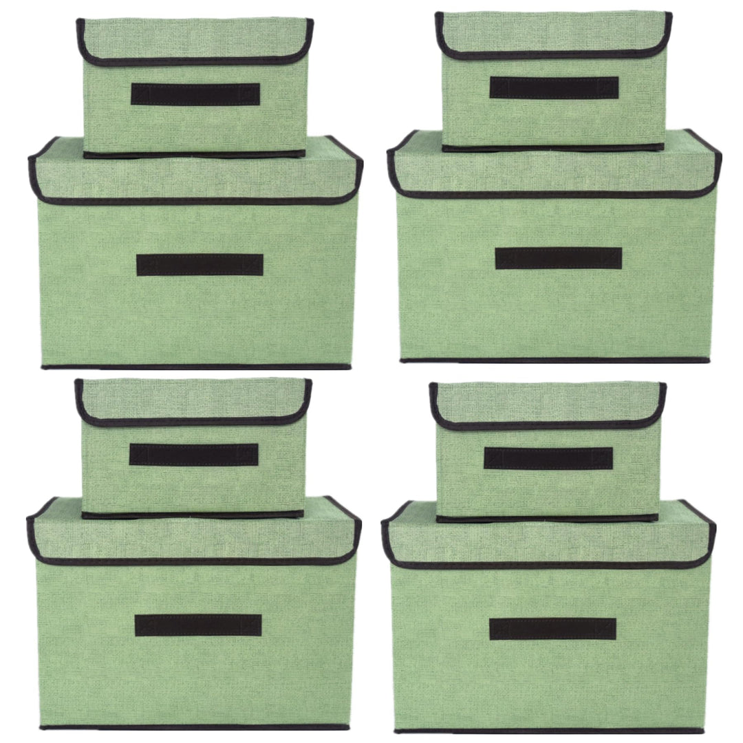NCRGB 8 Stück Stoff Faltbare Aufbewahrungsboxen mit Deckel (36cm/4 Pack+26cm/4 Pack) Stoffaufbewahru