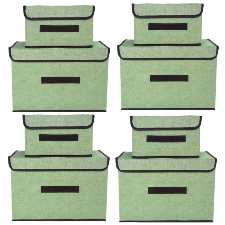 NCRGB 8 Stück Stoff Faltbare Aufbewahrungsboxen mit Deckel (36cm/4 Pack+26cm/4 Pack) Stoffaufbewahru