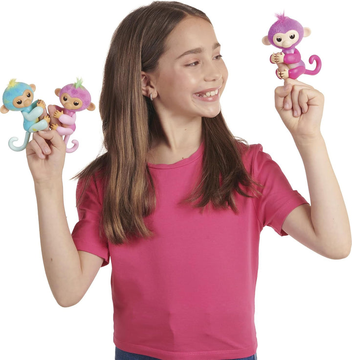 FINGERLINGS – Leo – Interaktives Baby-AFFE blau – Elektronisches Plüschtier für Kinder ab 5 Jahren –