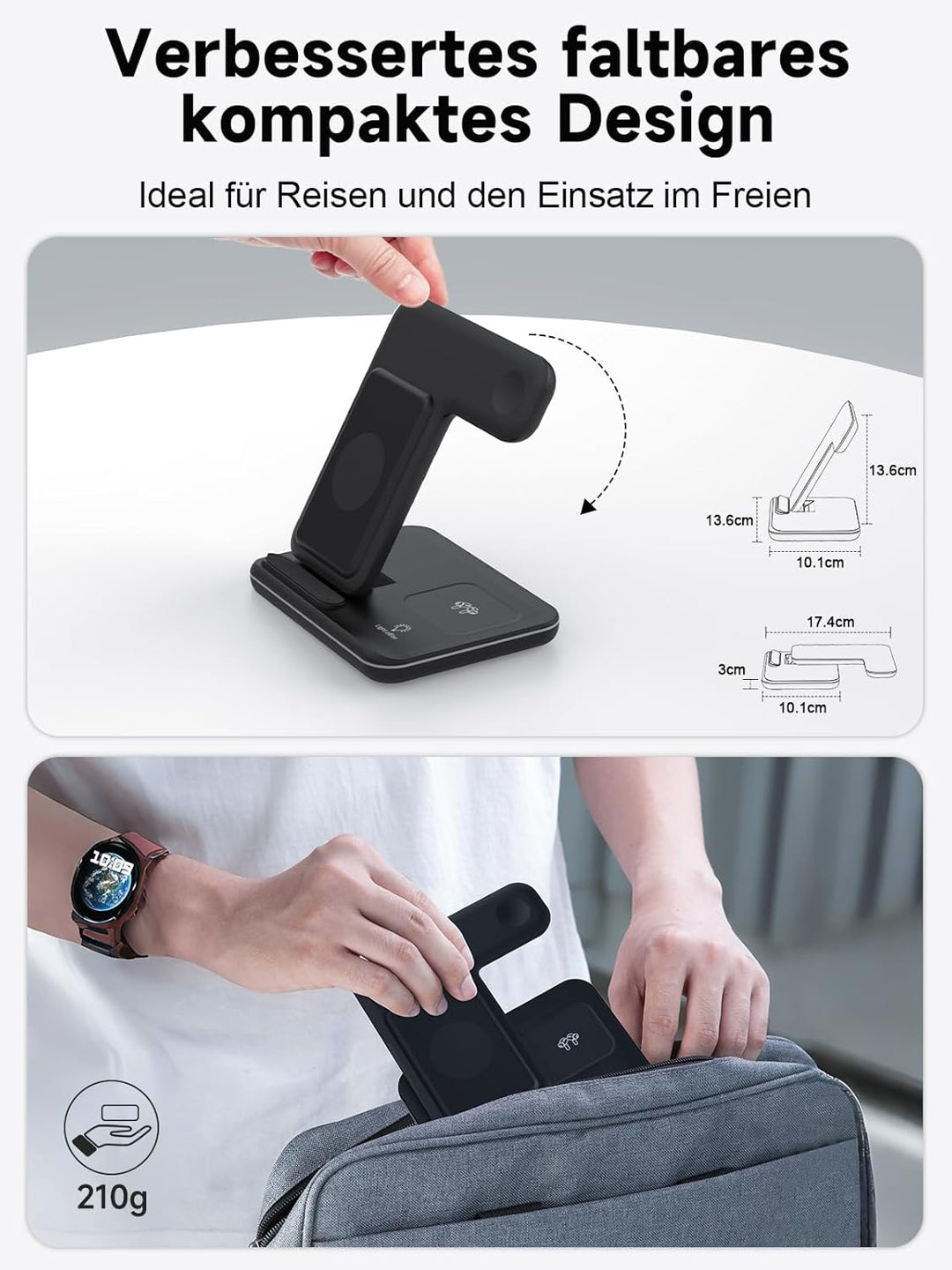 Induktive Ladestation für Apple Wireless Charger 3 in 1: Kabelloses Ladegerät für iP.Hone 17/16/15/1