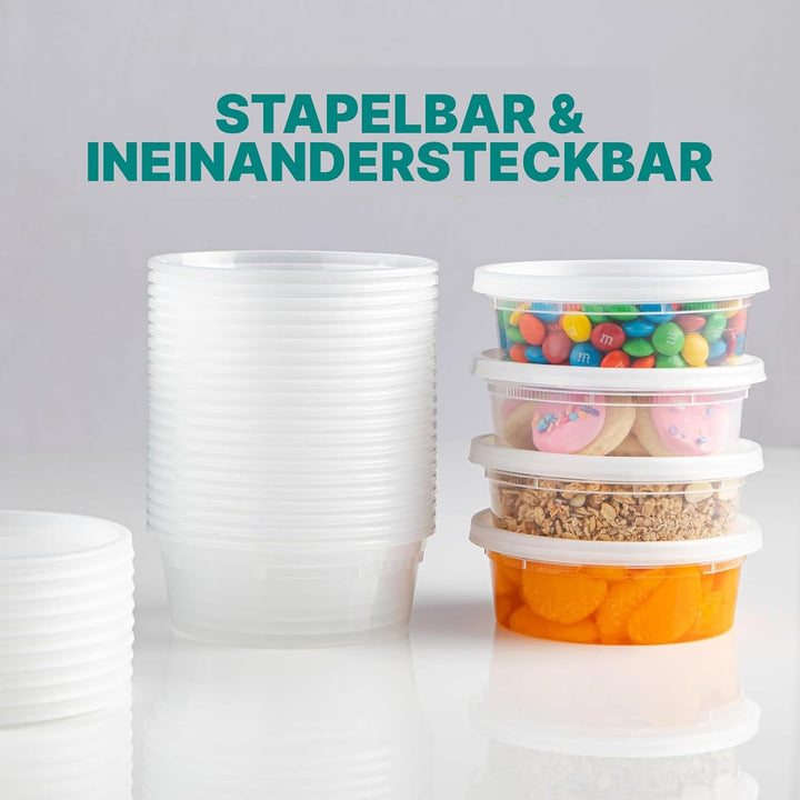 JoyServe Deli-Lebensmittelbehälter mit Deckel – 8 oz 60 Sets – ideal für Lebensmittel, Snacks, zum M