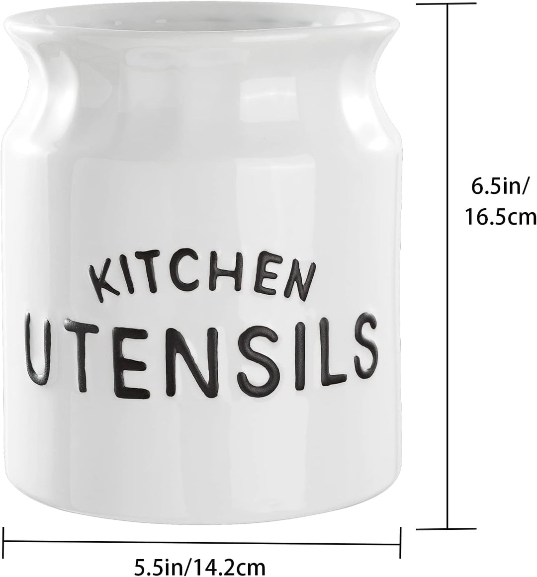 Karisky Kitchen Utensil Holder for Countertop, Solid Ceramic Cooking Utensil Crock Holder for Kitche