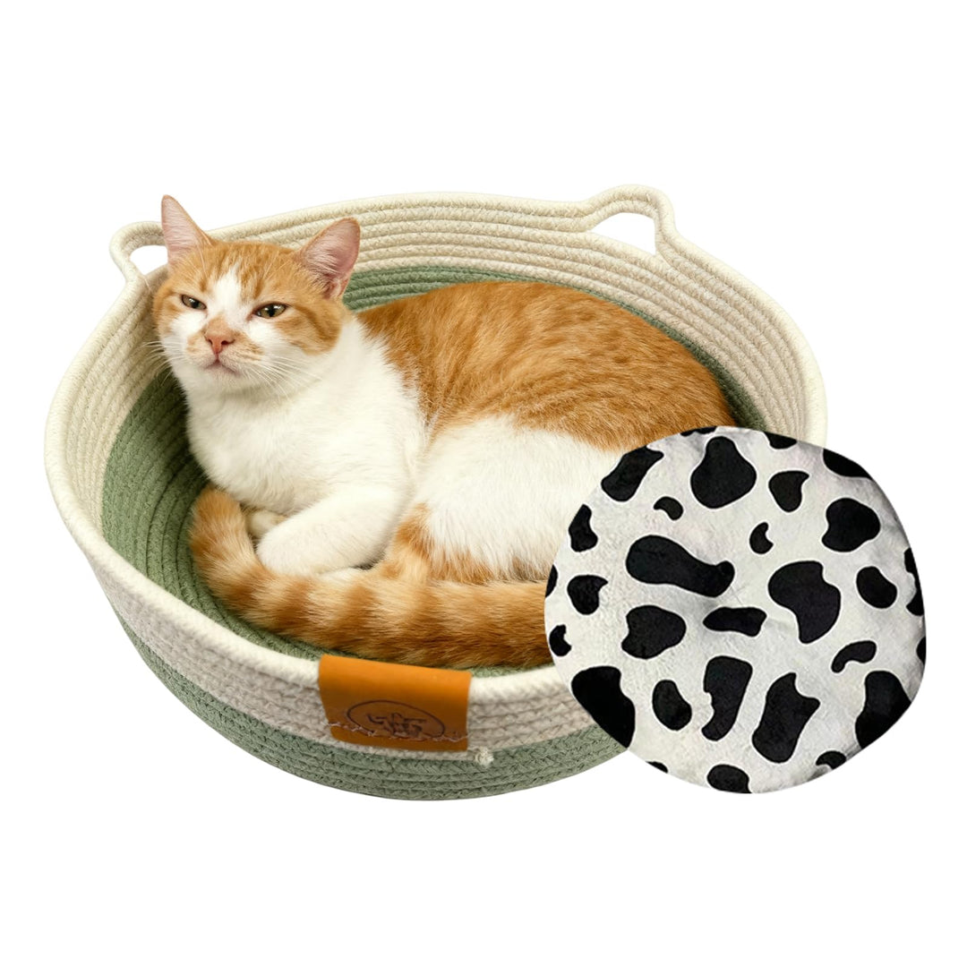 Rundes Katzenbett | Waschbares Nest Mit Matte - Schlafbett Und Runder Katzenkorb | für Indoor e Alle