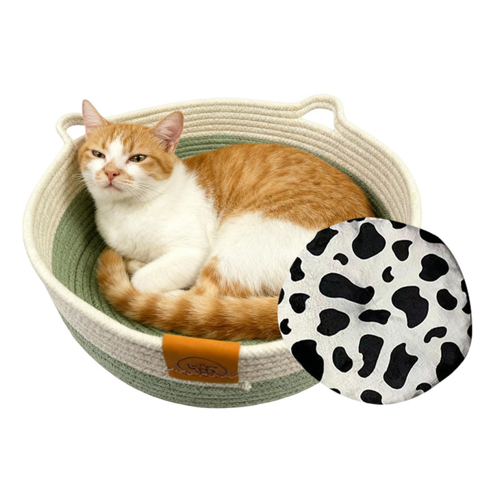 Rundes Katzenbett | Waschbares Nest Mit Matte - Schlafbett Und Runder Katzenkorb | für Indoor e Alle