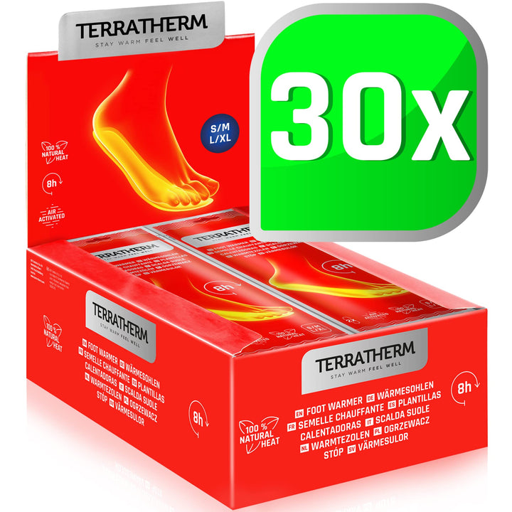 TerraTherm Wärmesohlen für Schuhe - 5, 10 oder 30 Paar - Sohlenwärmer, 100% natürliche Wärme, Fusswä