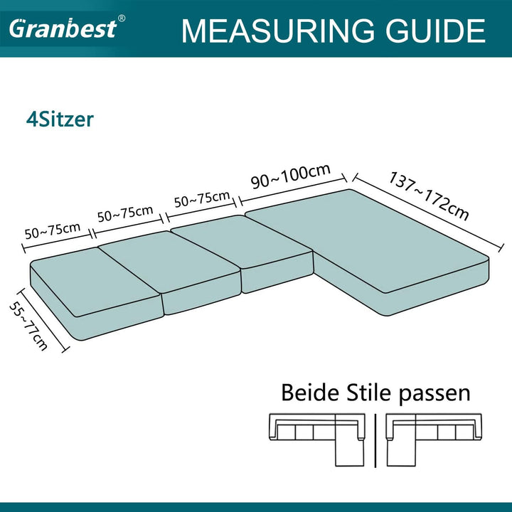 Granbest Premium Wasserabweisend 4 Stück Sektionssofa Sitzkissen Abdeckung Chaise Lounge Sofa Protec