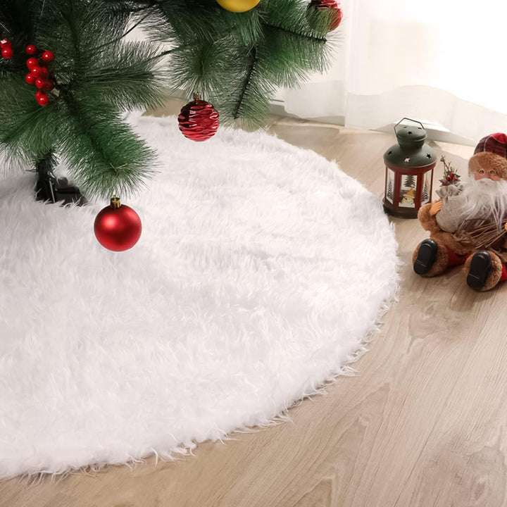 YXHZVON Weihnachtsbaum Rock Plüsch, 122 cm Weiss Kunstfell Weihnachtsbaum Rock Runder Christbaumstän