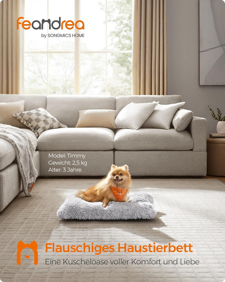 Feandrea Hundebett, Hundekissen, Flauschige Hundematte, Langer Plüsch, 65 x 45 cm, weiche Polsterung