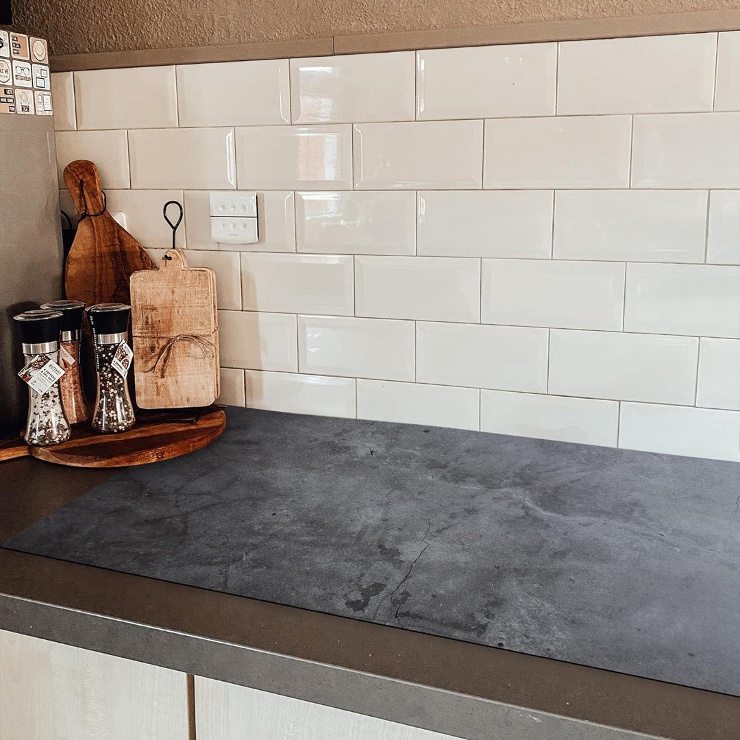 MuchoWow Herdabdeckplatte Ceranfeld Spritzschutz Küche Industriell - Beton - Grau - Schiefer - Retro