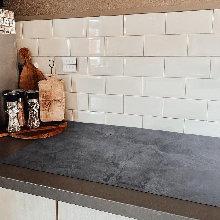 MuchoWow Herdabdeckplatte Ceranfeld Spritzschutz Küche Industriell - Beton - Grau - Schiefer - Retro