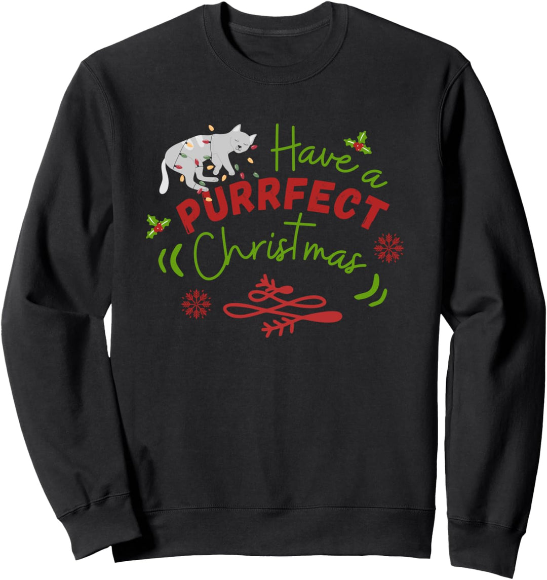 Frohe Weihnachten mit der Katze überall - Weihnachtskatzen Sweatshirt
