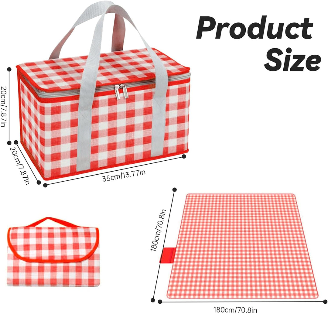 Isolierte Picknickkörbe, 35 x 20 x 20 cm Picknicktasche mit grossem Fassungsvermögen, mit Picknickde