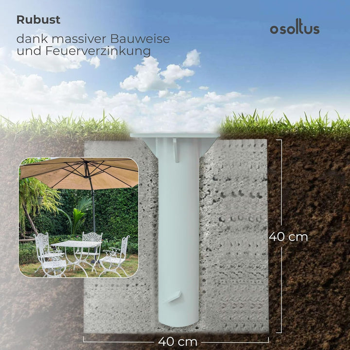 osoltus Universal Bodenhülse Bodenplatte zum Einbetonieren für Ampelschirm Sonnenschirme Sonnenschir