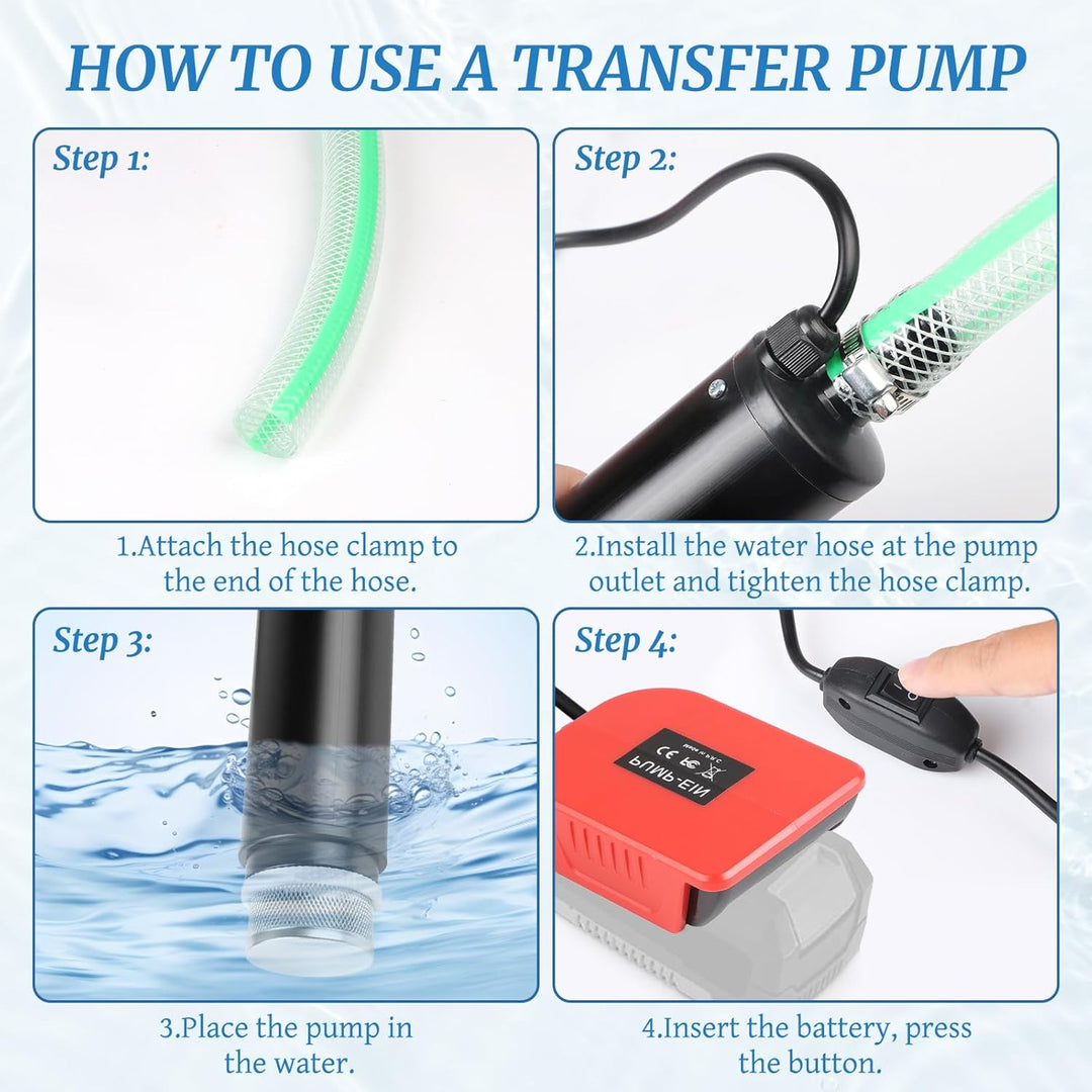 CPROSP Sumpfpumpe Kompatibel mit Einhell 18V Batterie (Keine Batterie), Wasserpumpe 30L/min, Transfe