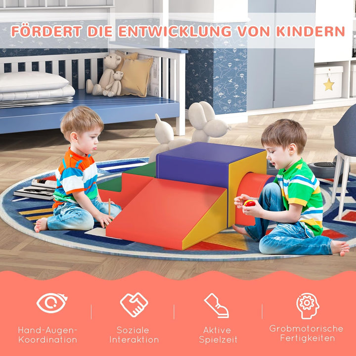 HOMCOM 4 TLG. Schaumstoff Bausteine Kinder Softbausteine Klettern Bauklötze Weiche Schaumstoffbauste