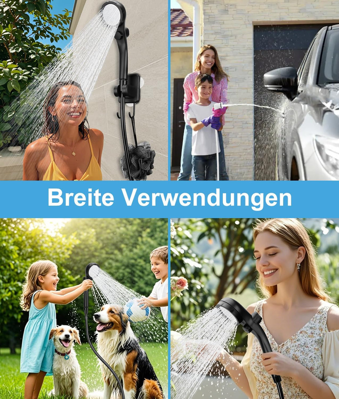 WADEO Tragbare Campingdusche Akku mit Pumpe, Camping Dusche mit wiederaufladbarem Akku [6000-8000mAh