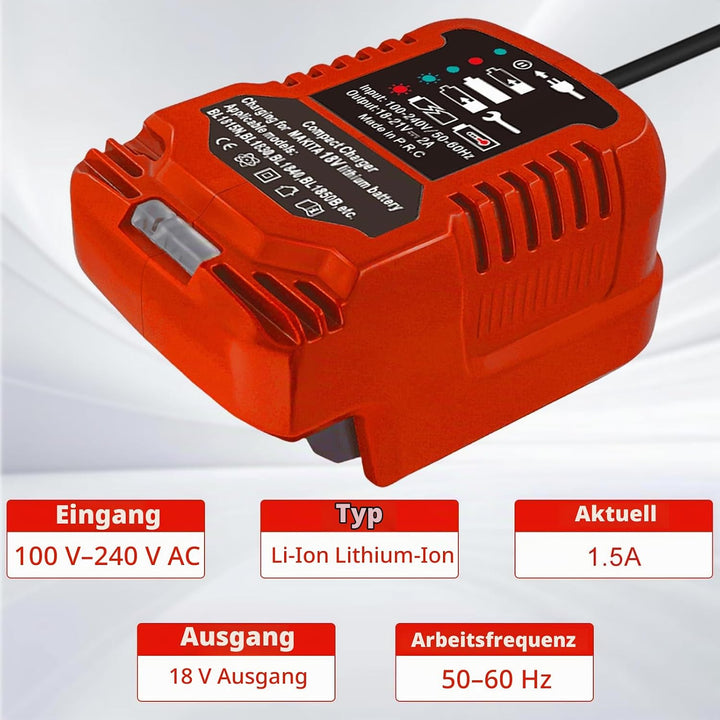 Ersatz PXC Ladegerät für Einhell 18V Power X-Change Akku - Tragbares Mini Ladegerät für Alle PXC-Akk