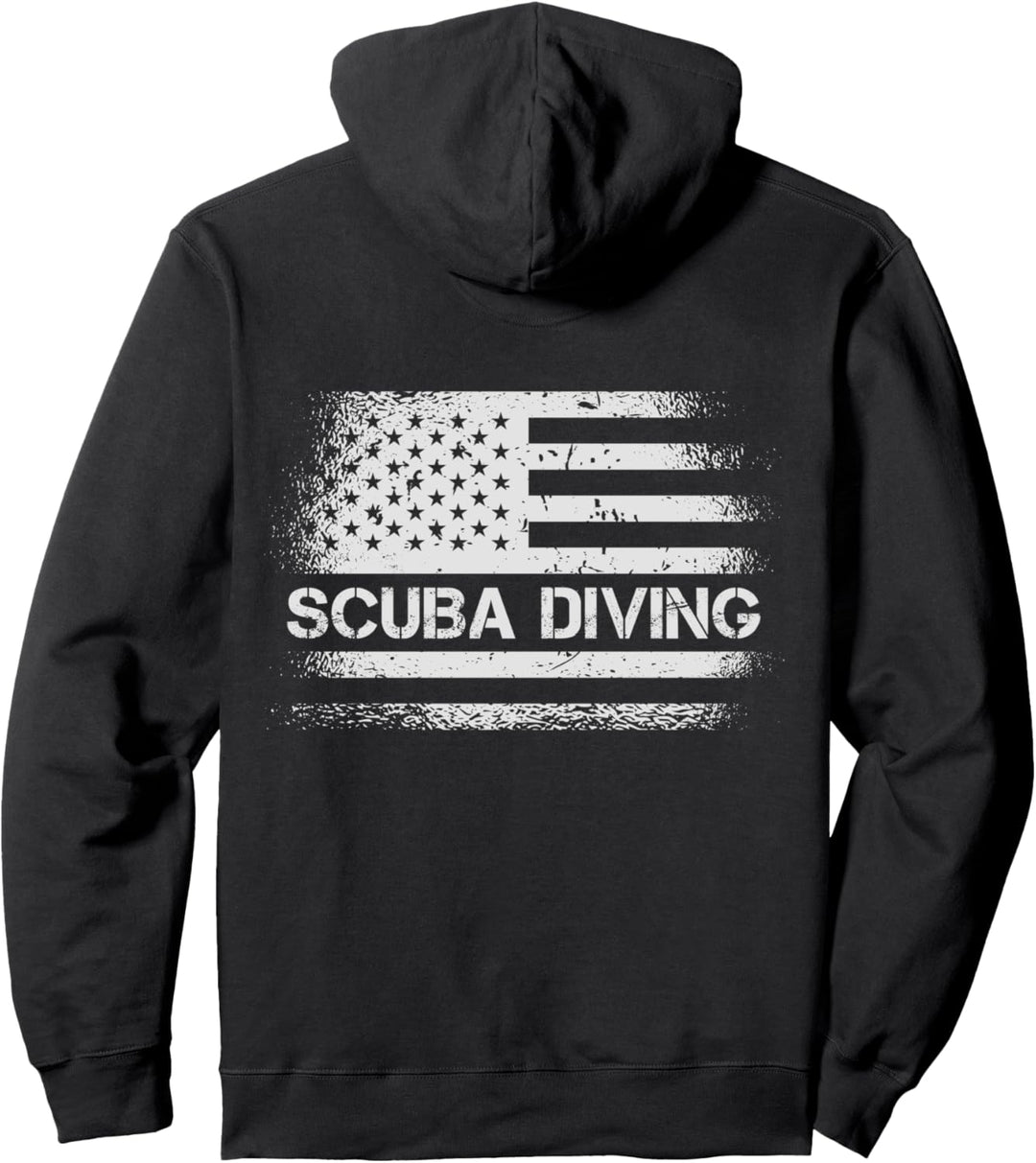 USA Flag Scuba Diving - American Patriot US Flag Scuba Diver Pullover Hoodie