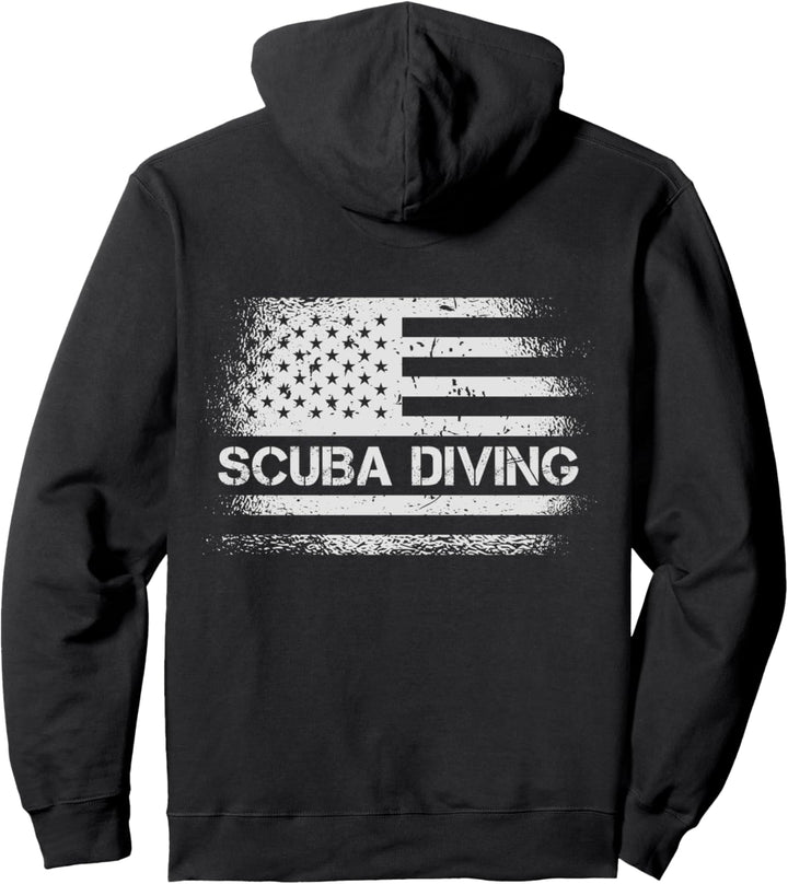 USA Flag Scuba Diving - American Patriot US Flag Scuba Diver Pullover Hoodie