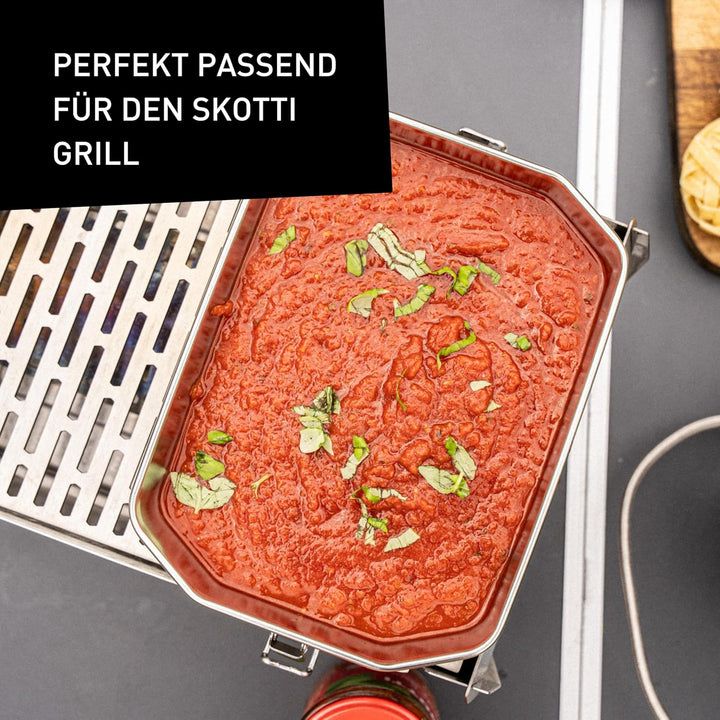 SKOTTI Boks 1,0L, Edelstahl, stapelbare und auslaufsichere Brotbox, auch als Topf oder Pfanne nutzba