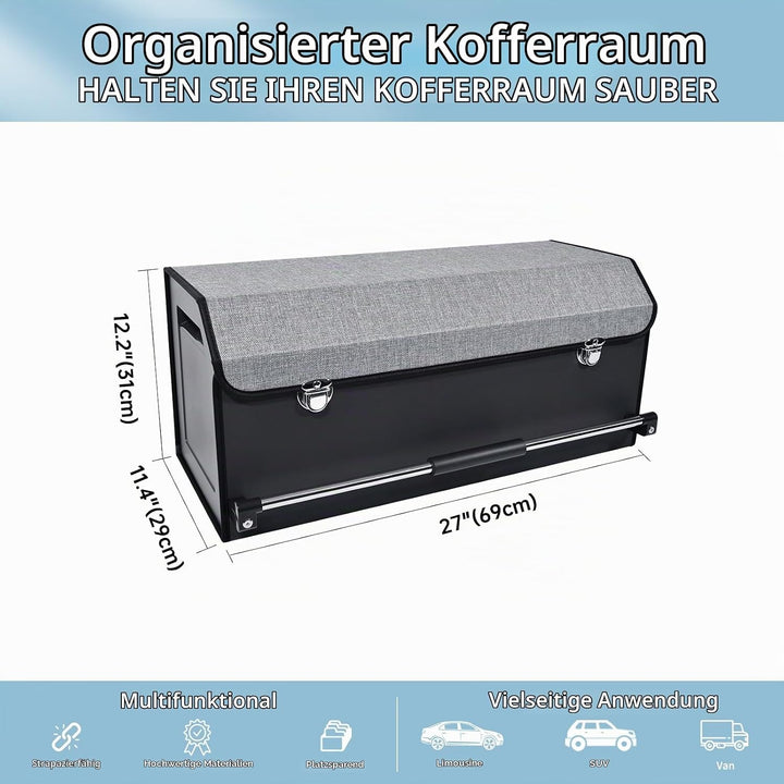 Auto Kofferraum Organizer, Wasserdichte Leder Auto Kofferraumtasche mit Deckel und Stabilem Griff, 6