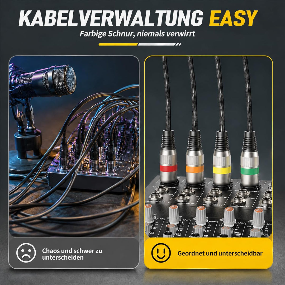 DMX Kabel, Mikrofonkabel 4er-Pack 3M XLR Männlich zu Weiblich Symmetrisch Abgeschirmt für Studioaufn