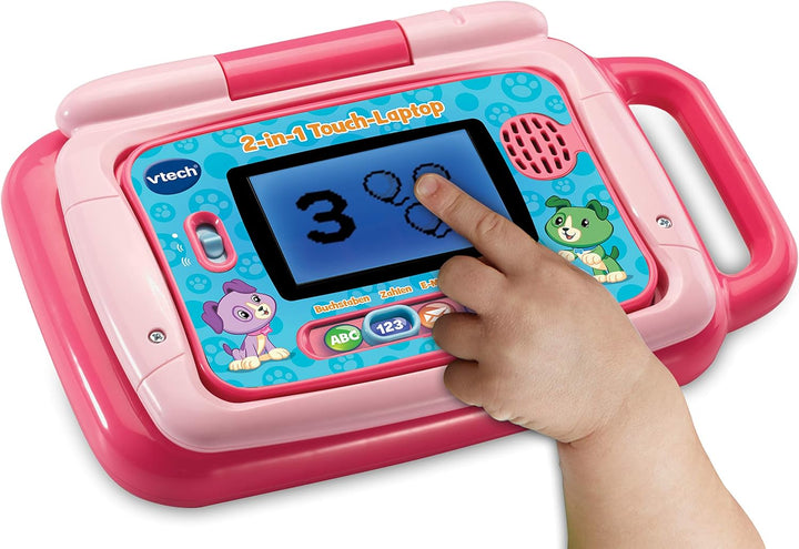 VTech 80-600954 2-in-1 Touch-Laptop pink Vorschulspielzeug Pink Single, Pink Single