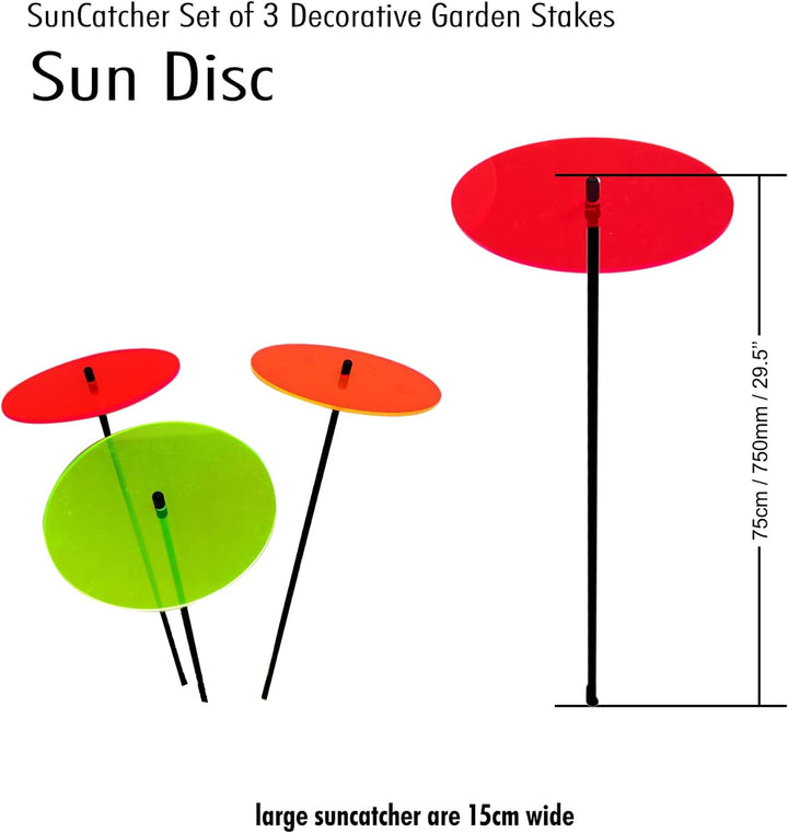 Sonnenfänger 3er Set Grosse Sun Discs, 75cm hohe Garten Sonnen Scheiben Ornamente für Drinnen und Dr