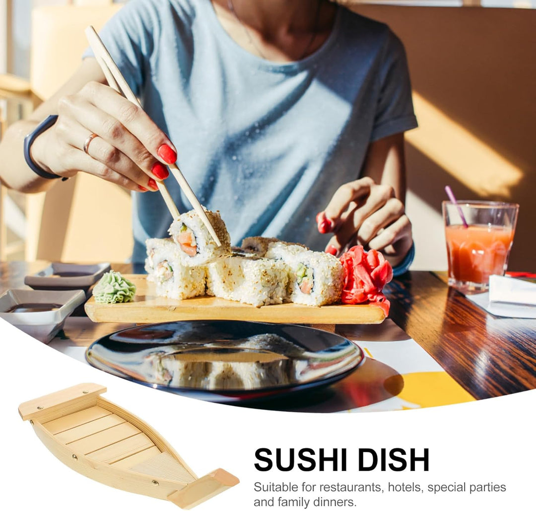 Toyvian Holz Sushi Servierplatte Boot form Grosses Japanisches Snacktablett Sashimi Platte Für Resta