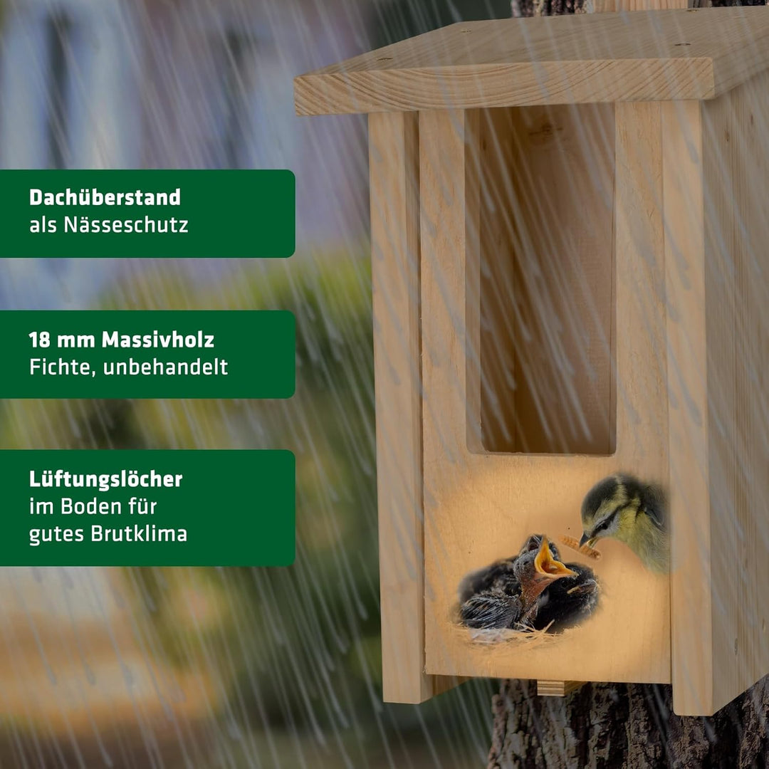 Gardigo Nistkasten für Rotkehlchen | Made in Germany, aus deutschem Holz, Vogelhaus, verschraubt, un