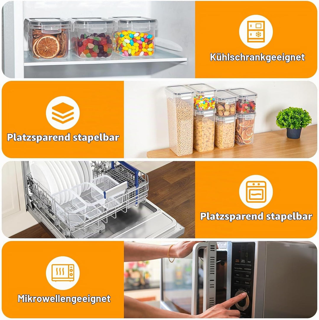 FoiiLiio 2L Vorratsdosen Luftdicht 6er Set, Müsli Schüttdose &amp; Frischhaltedosen, BPA frei Kunststoff
