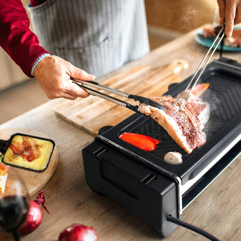 Raclette Grill für 2 3 Personen mit Antihaftbeschichtung Grillplatte 3 Mini Raclette Pfännchen, 700W