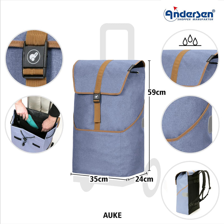 ANDERSEN Einkaufstrolley - Shopper Auke Flieder 46 L einkaufen, Einkaufsroller, Rucksack, Tasche abn